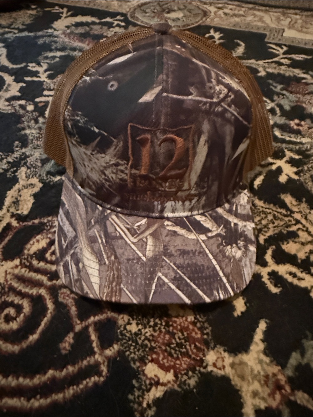 Brown Camo Trucker Cap with Embroidered Logo - Men Accessories